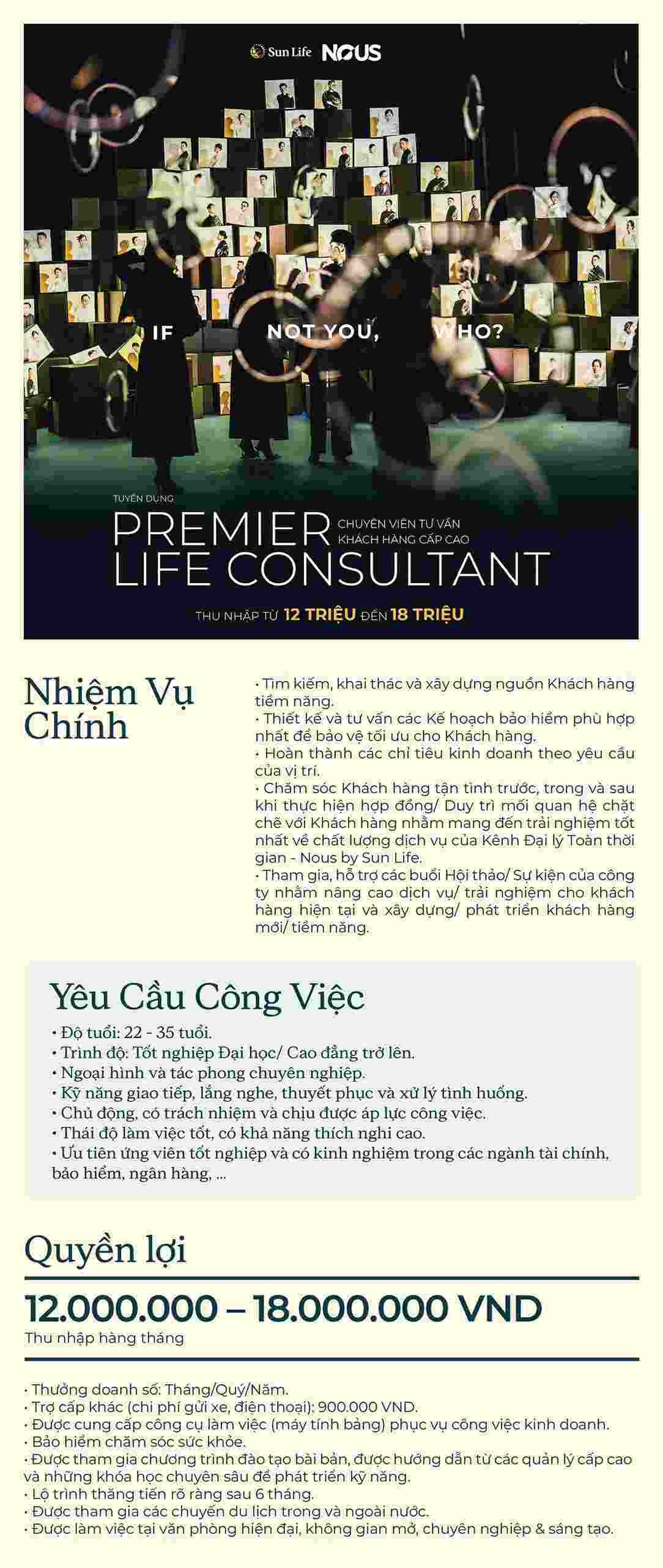 SUNLIFE VN tuyển chuyên viên tư vấn khách hàng cấp cao làm ở HN 