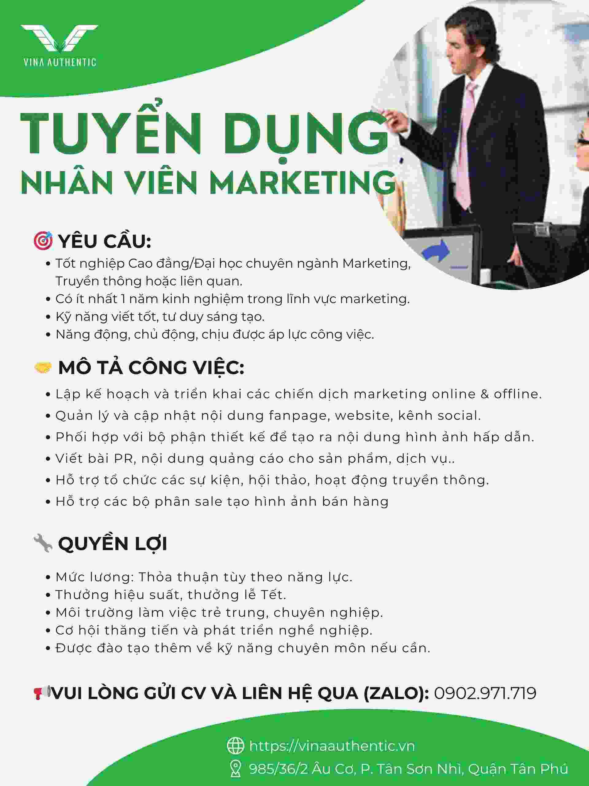 Tuyển dụng nhân viên Marketing làm tại Tân Phú 