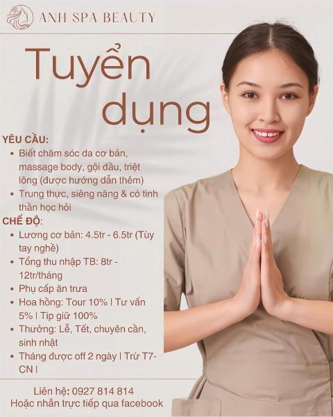 Tuyển KTV nữ Spa làm tại Q10 , Thu nhập hấp dẫn 