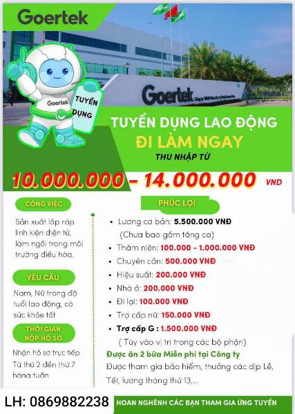 Tuyển LĐPT lắp ráp linh kiện điện tử làm tại TP Bắc Ninh