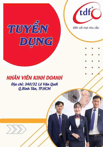 CTY NỘI THẤT TDF tuyển gấp NV CSKH nam nữ làm tại Bình Tân 
