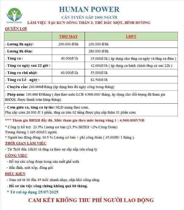 CTY UE khu công nghiệp Đại Đăng tuyển 50 LĐPT may đóng gói lắp ráp