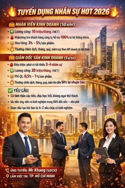 ĐỊA ỐC PHÚC THỊNH tuyển gấp NVKD thu nhập hấp dẫn đi làm ngay