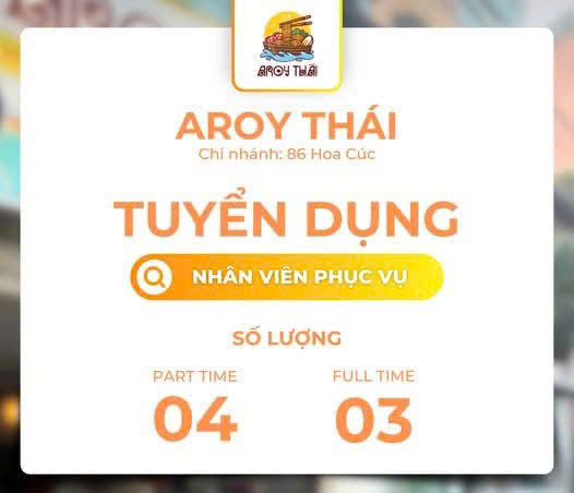 AROY THÁI - MỲ THUYỀN THÁI LAN tuyển PV fulltime / partime làm ở PN 