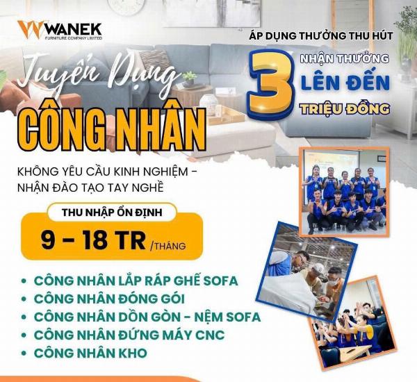 CTY WANEK KCN MỸ PHƯỚC 3 & VSIP 2 tuyển công nhân đi làm ngay