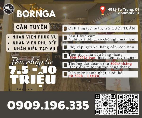 Nhà hàng HQ tuyển RECEPTION/ CASHIER, phục vụ, phụ bếp, tạp vụ 
