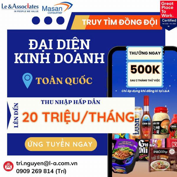 MASAN Tuyển NVKD thị trường toàn quốc ngành hàng thực phẩm 