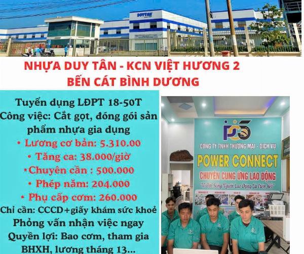 CTY Nhựa Duy Tân - KCN Việt Hương 2 Bình Dương tuyển gấp LĐPT