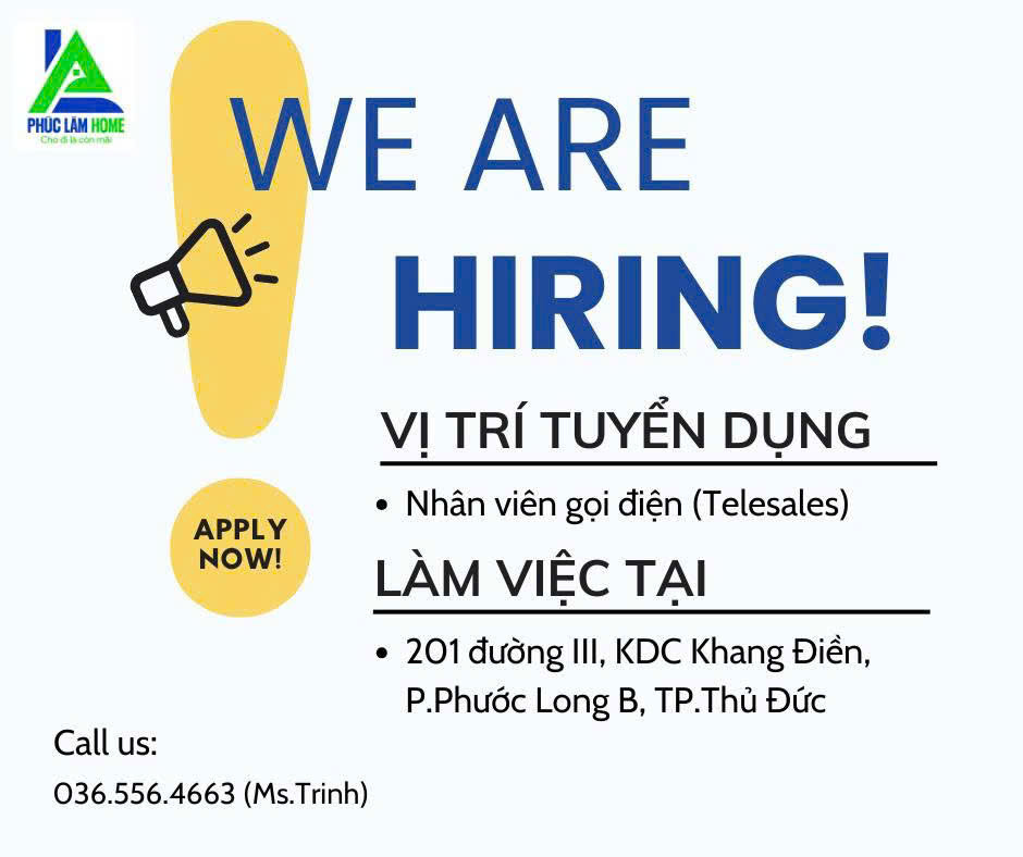 MẠI PHÚC LÂM HOME tuyển 10 telesales BĐS