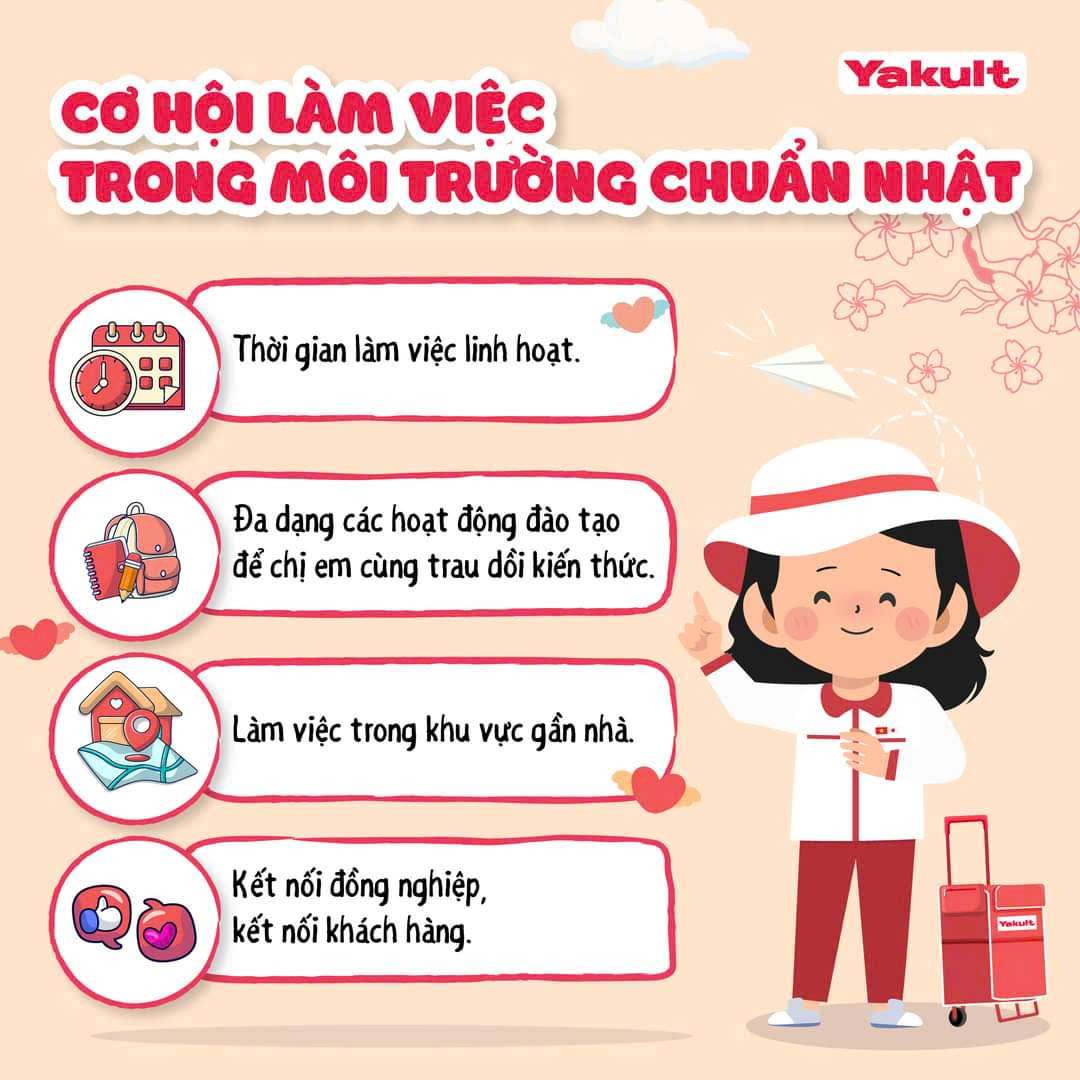 Tuyển Nữ bán Yakult tại nhà cho KH công việc thoải mái ko gò bó 
