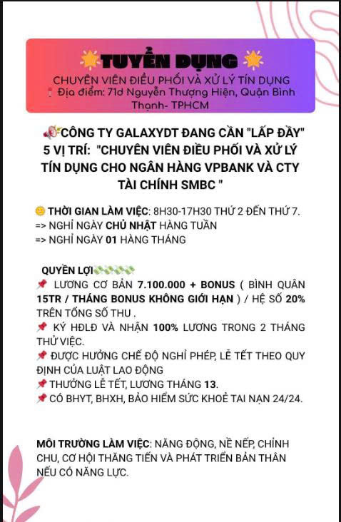 Tuyển chuyên viên quản lý tài sản qua điện thoại tại Bình Thạnh