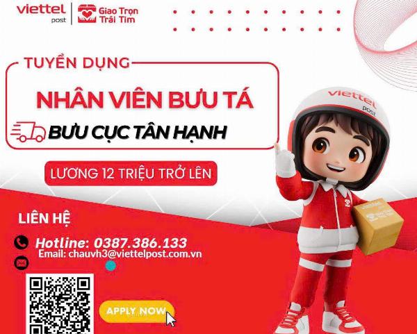 Viettelpost Tân Hạnh tuyển NV giao nhận tại hóa an và tân hạnh