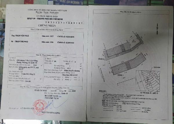Bán nhà tập thể tầng 2 ngay mặt tiền 638 Lê Hồng Phong Q10
