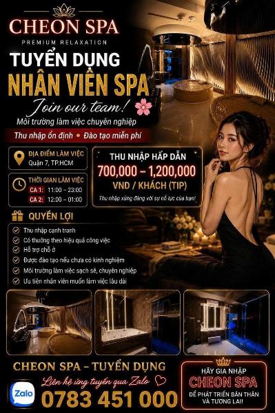 CHEON SPA tuyển lương cao thu nhập không giới hạn