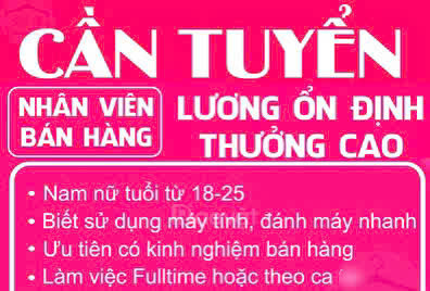 Tuyển NV bán hàng thời trang fulltime & partime ở Tân Phú 