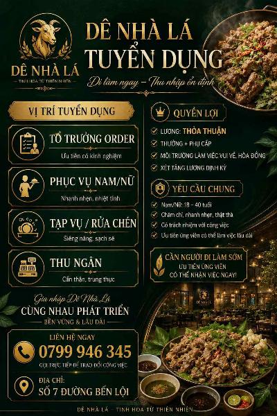 Quán dê tuyển phục vụ nam nữ làm partime / fulltime 