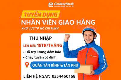 Tuyển shipper giao hàng tại chi nhánh Tân Phú & Tân Bình 