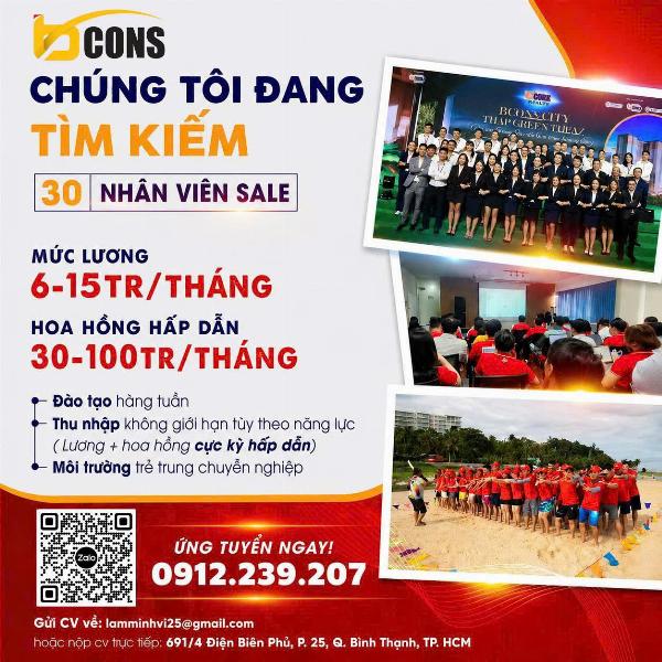 BCONS tuyển NV Sales thu nhập cao đi làm ngay
