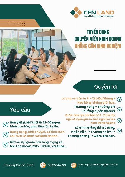 Tuyển chuyên viên KD BĐS tại TP Thủ Đức lương thưởng cao