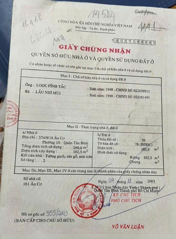 Bán nhà 1 trệt 2 lầu Hẻm 374// Âu Cơ P10 Tân Bình nhà mới siêu đẹp