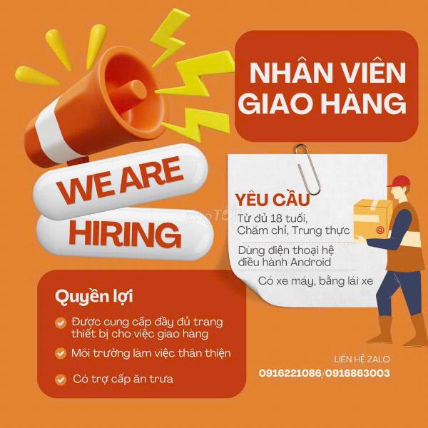 Tuyển Shipper giao hàng khu vực Đông Anh - Thanh Trì Hà Nội